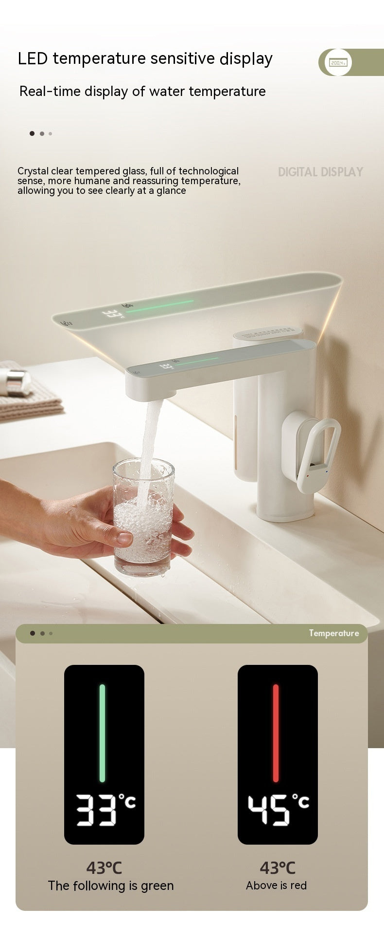 Intelligenter Induktions - Wasserhahn mit Temperaturanzeige für warmes und kaltes Wasser