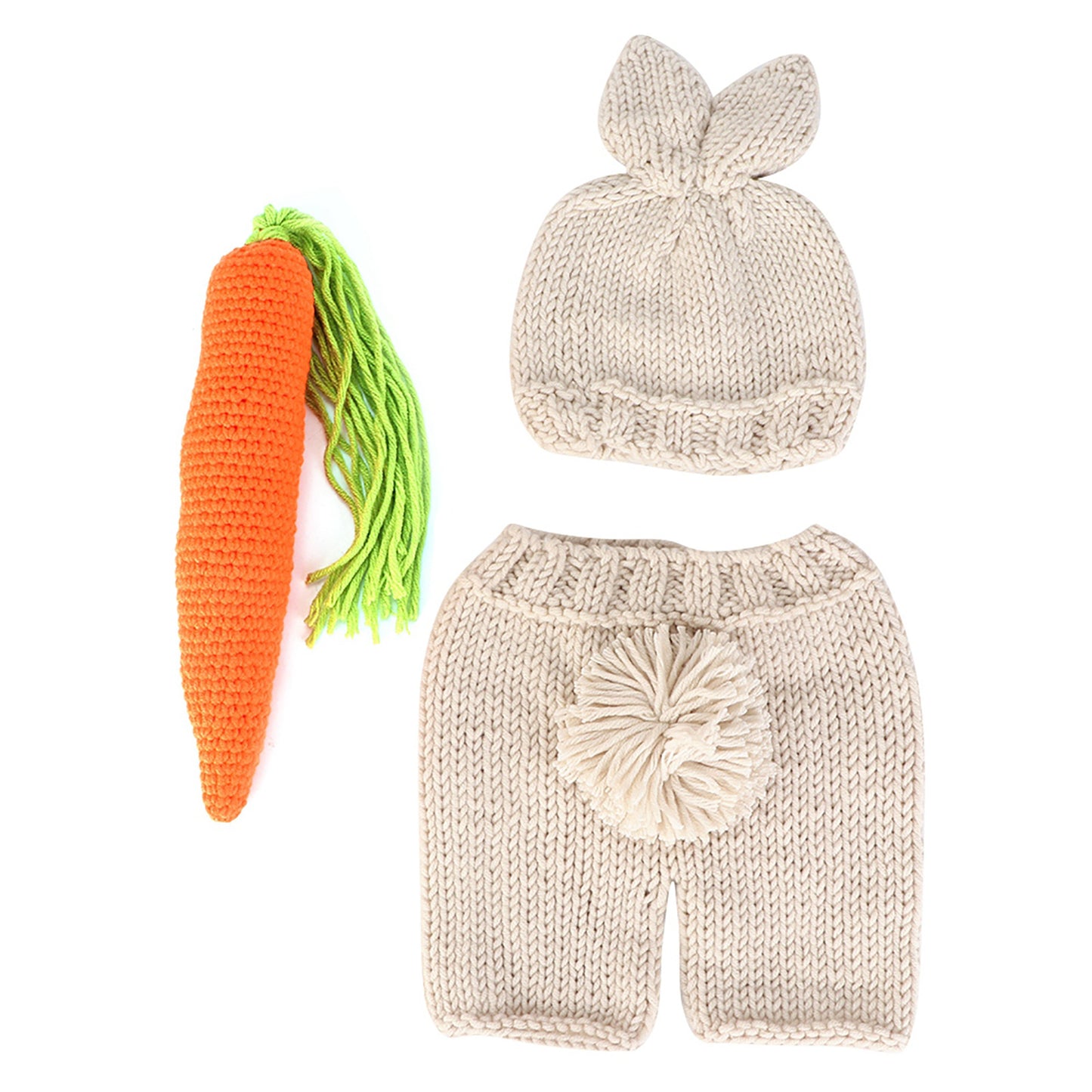 Three piece Infant Photography Props Rabbit Suit for Newborn Baby Photo Clothes