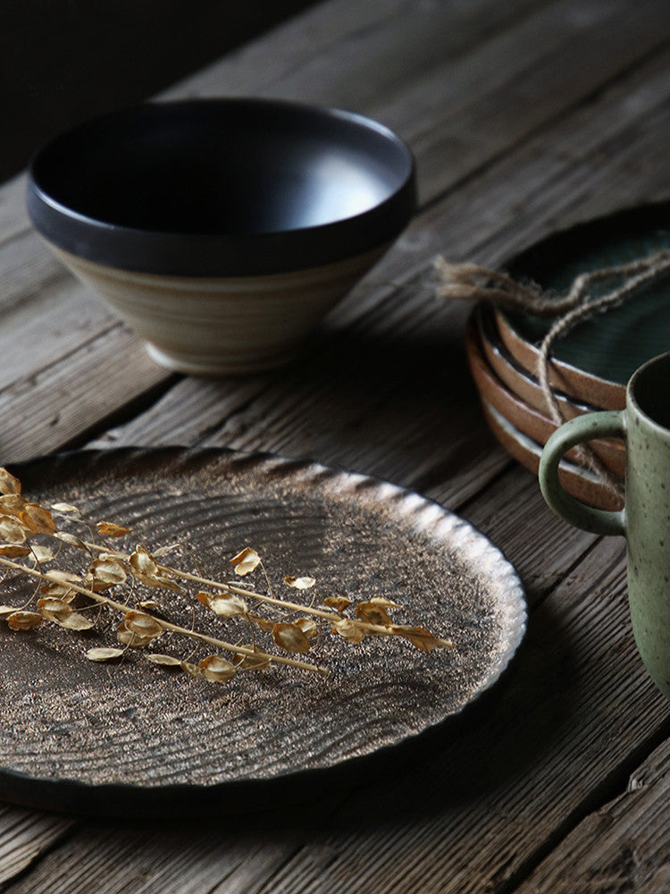 Japanese Stoneware Tableware Flat Plate Home Zen