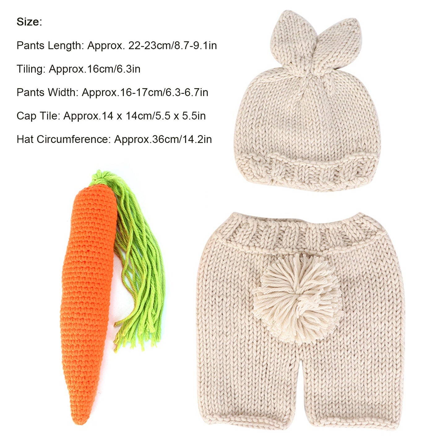 Three piece Infant Photography Props Rabbit Suit for Newborn Baby Photo Clothes